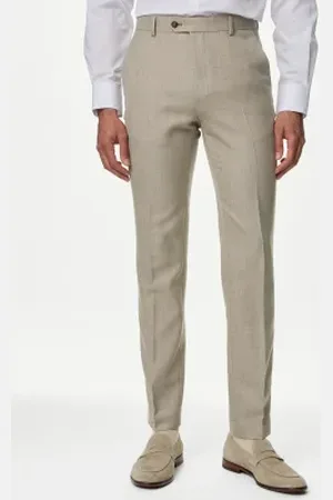 Marks & Spencer Mens Slim Fit Wool Blend Herringbone Suit Trousers