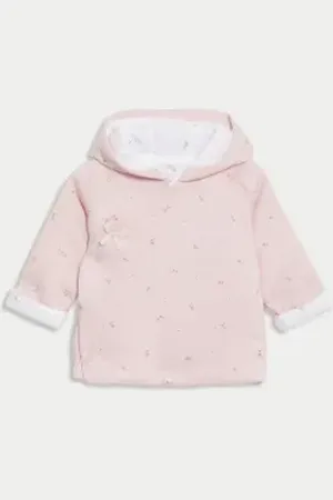 Marks & Spencer Girls Pure Cotton Floral Hooded Jacket (7lbs-1 Yrs)