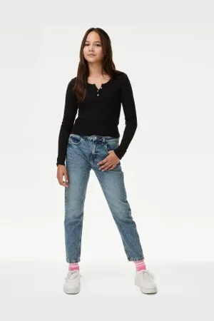 Marks & Spencer Girls Mom Pure Cotton Denim Jeans (6-16 Yrs)