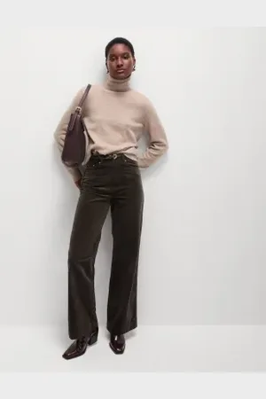 Marks & Spencer Womens Cord Wide Leg Trousers