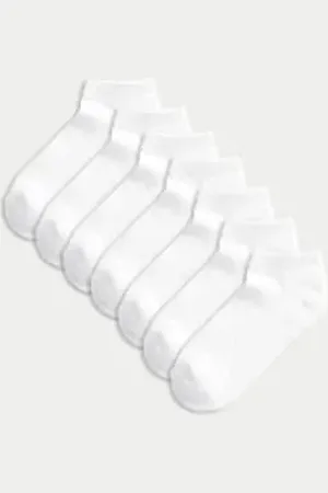 Marks & Spencer Unisex,Boys,Girls 7pk Cotton Rich Trainer Liners™ (6 Small - 10.5 Large)