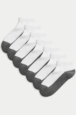 Marks & Spencer Unisex,Boys,Girls 7pk Cotton Rich Trainer Liners™ (6 Small - 7 Large)