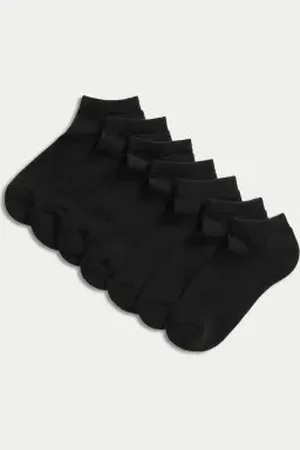 Marks & Spencer Unisex,Boys,Girls 7pk Cotton Rich Trainer Liners™ (6 Small - 10.5 Large)