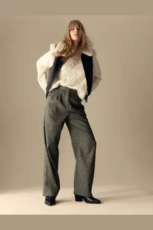 Per Una Womens Slouchy Relaxed Trousers with Wool