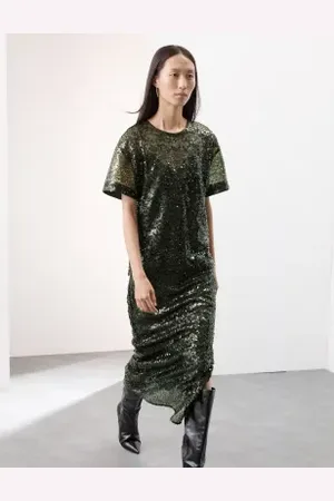 Autograph Womens Sequin Round Neck T-Shirt