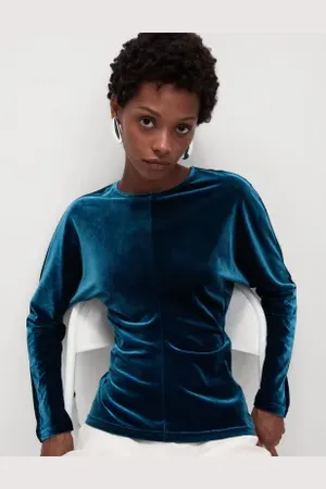 Marks & Spencer Womens Velvet Round Neck Blouse