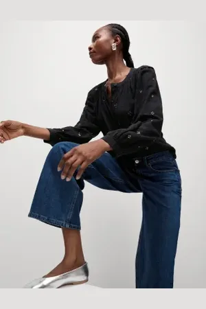 Marks & Spencer Womens Cotton Blend Embellished Blouse