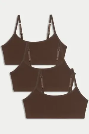 Marks & Spencer Girls 3pk Cotton with Stretch Crop Tops (6-16 Yrs)