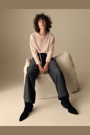 Per Una Womens High Waisted Wide Leg Jeans with Lyocell