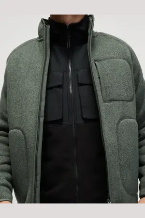 GOODMOVE Mens Fleece Lined Knitted Zip Up Jacket