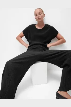 Marks & Spencer Womens Jersey Plisse Wide Leg Trousers