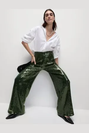 Marks & Spencer Womens Sequin Wide Leg Trousers