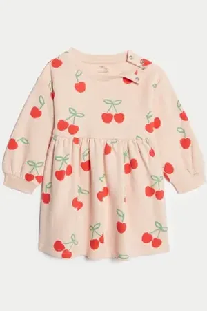 Marks & Spencer Girls Cotton Rich Print Sweatshirt Dress (0-3Yrs)