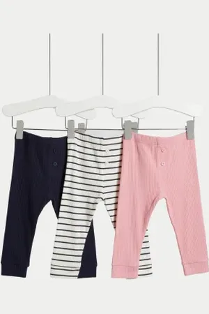 Marks & Spencer Girls 3pk Cotton Leggings (0 Mths-3 Yrs)