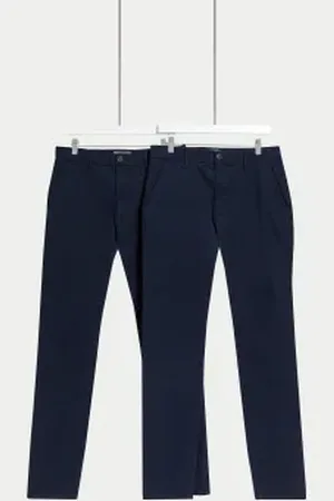 Marks & Spencer Mens 2pk Slim Fit Stretch Chinos