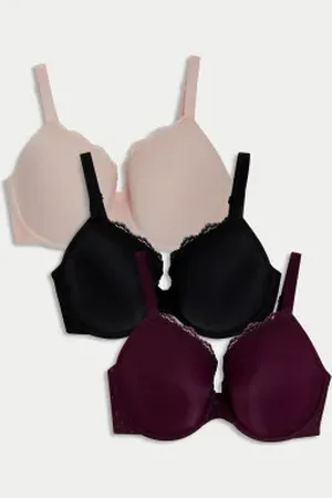 Marks & Spencer Womens 3pk Padded Wired Plunge Bras F-H