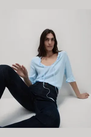 Marks & Spencer Womens V-Neck Frill Detail Blouse