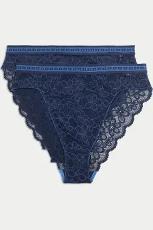 B by Boutique Womens 2pk Cleo Lace High Waisted High Leg Knickers