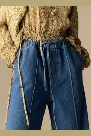Per Una Womens Lyocell Blend Pintuck Wide Leg Jeans