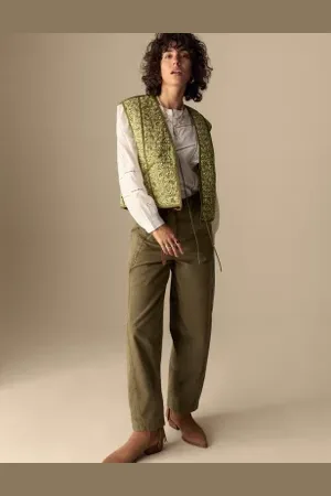 Per Una Womens Pure Cotton Printed Quilted Cropped Gilet