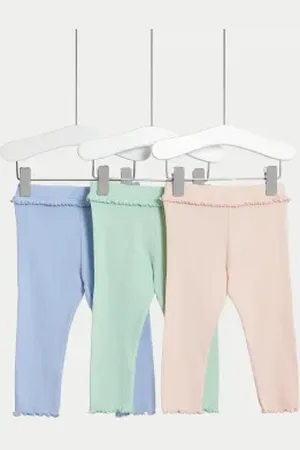 Marks & Spencer Girls 3pk Cotton Rich Leggings (0-3 Yrs)