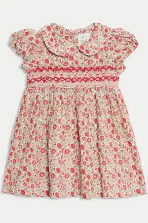 Marks & Spencer Girls Pure Cotton Floral Dress (0-3 Yrs)