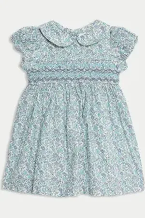 Marks & Spencer Girls Pure Cotton Floral Dress (0-3 Yrs)