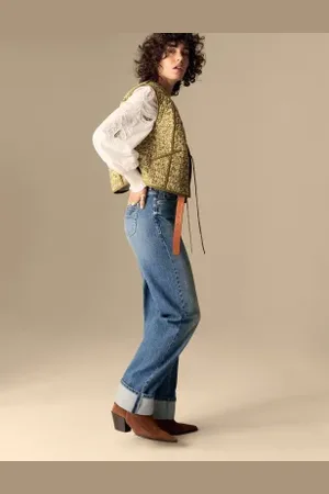 Per Una Womens High Waisted Straight Leg Turn Up Jeans