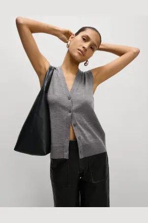 Marks & Spencer Womens Pure Merino Wool Knitted Waistcoat