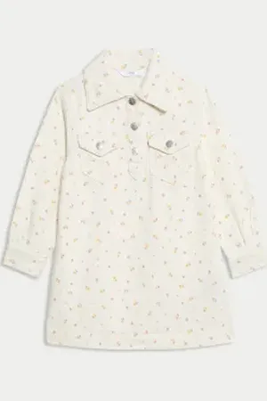 Marks & Spencer Girls Denim Ditsy Floral Dress (2-10 Yrs)