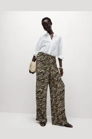 Marks & Spencer Womens Animal Print Drawstring Wide Leg Trousers