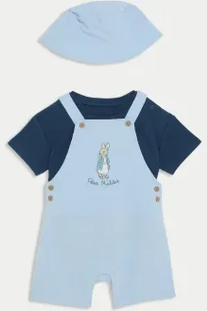Marks & Spencer Boys 3pc Cotton Rich Peter Rabbit™ Dungaree Outfit (0-3 Yrs)