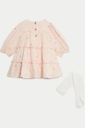 Marks & Spencer Girls 2pc Cotton Rich Floral Outfit (0-6 Yrs)