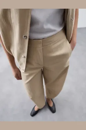 Autograph Womens Cotton Blend Barrel Leg Trousers