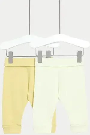 Marks & Spencer Unisex,Boys,Girls 2pk Pure Cotton Waffle Leggings (6½lbs-3 Yrs)