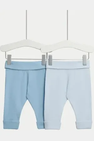 Marks & Spencer Unisex,Boys,Girls 2pk Pure Cotton Waffle Leggings (6½lbs-3 Yrs)