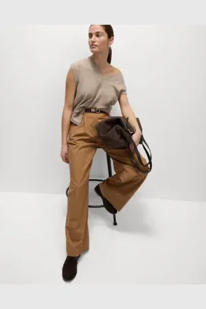 Marks & Spencer Womens Cotton Rich Wide Leg Trousers
