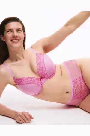 Marks & Spencer Womens Lace Trim Wired Plunge Bra (F-H)