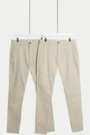 Marks & Spencer Mens 2pk Slim Fit Stretch Chinos