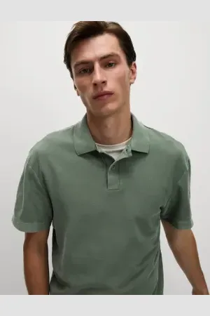 Marks & Spencer Mens Relaxed Fit Pure Cotton Garment Dyed Polo Shirt