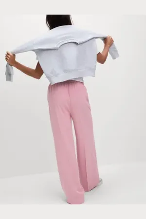Marks & Spencer Womens Crepe Elasticated Waist Wide Leg Trousers