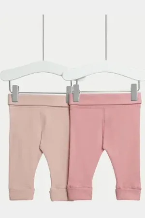 Marks & Spencer Unisex,Boys,Girls 2pk Cotton Rich Waffle Leggings (6½lbs-3 Yrs)
