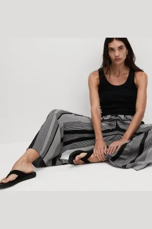 Marks & Spencer Womens Twill Printed High Waisted Wide Leg Trousers