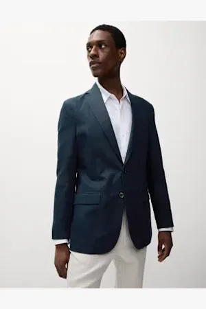 Marks & Spencer Mens Tailored Fit Cotton Rich Laundered Jacket