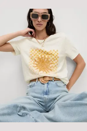 Marks & Spencer Womens Pure Cotton Printed Graphic T-Shirt
