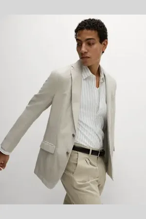 Marks & Spencer Mens Tailored Fit Cotton Rich Laundered Jacket