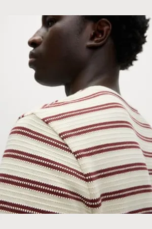 Marks & Spencer Mens Cotton Rich Striped Textured T-Shirt
