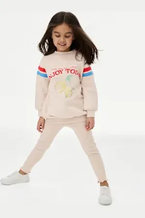 Marks & Spencer Girls 2pc Cotton Rich Lemon Leggings Outfit (1-8 Yrs)