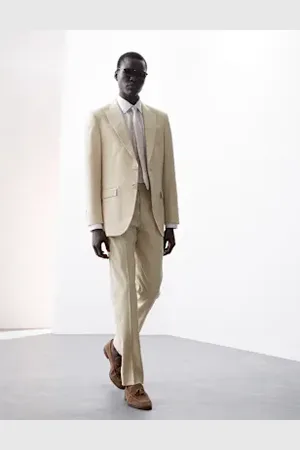 Autograph Mens Tailored Fit Italian Performance Linen Blend Suit Trousers
