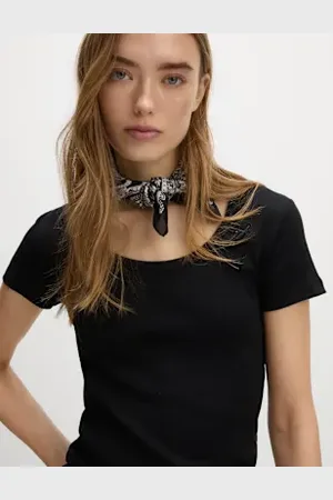 Marks & Spencer Womens Cotton Rich Scoop Neck T-Shirt